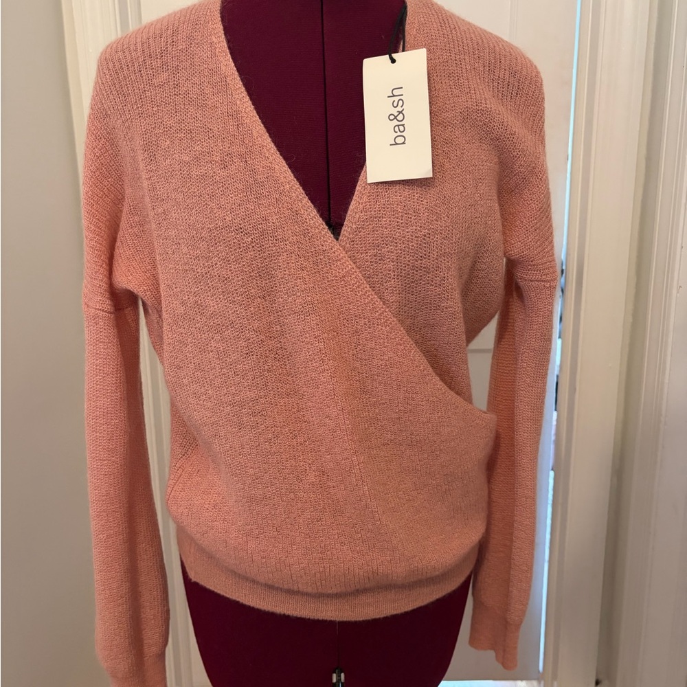 ba&sh Women's Soft Pink V-Neck Sweater